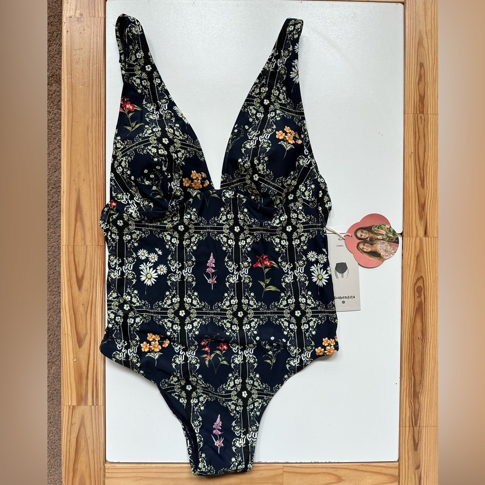 Agua Bendita Black Floral One-Piece Swimsuit